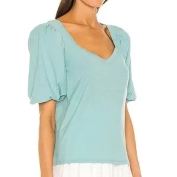 NATION LTD Heather Sweetheart Puff Balloon Sleeve Bermuda Size Medium - Picture 1 of 5